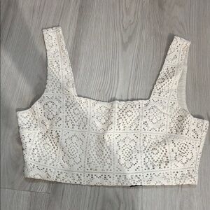 Le Lis Cream Sleeveless Bustier Crop Top